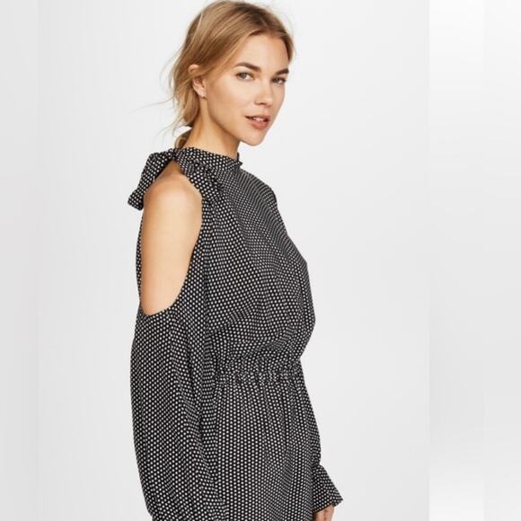 Silk Star Print Cold Shoulder Robert Rodriguez 100 Silk Dress, XSmall - Picture 4 of 12